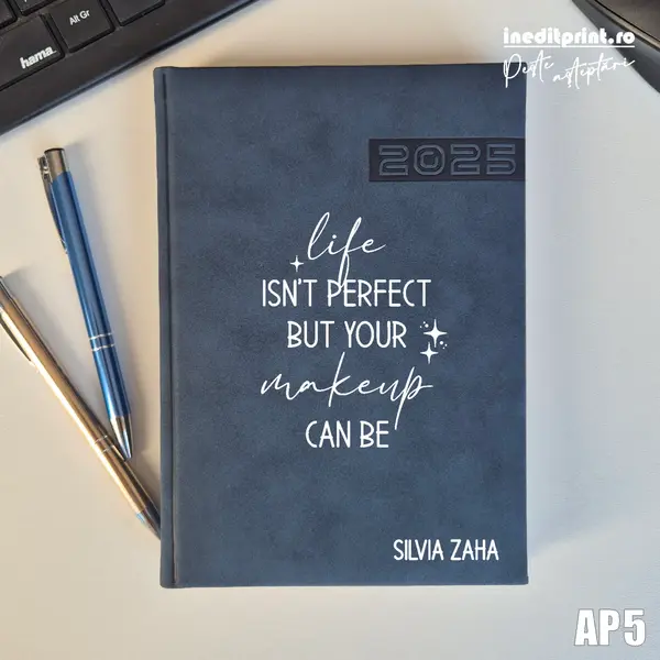 Agenda personalizata 2025 Perfect makeup AP5 ALBASTRU TEANO, DELUXE PREMIUM