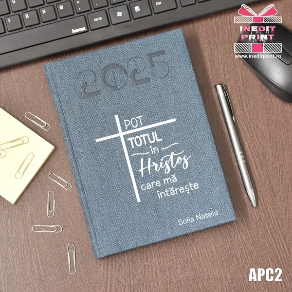 Agenda personalizata 2025 Pot totul in Hristos APC2 DELUXE PREMIUM, ALBASTRU BARD