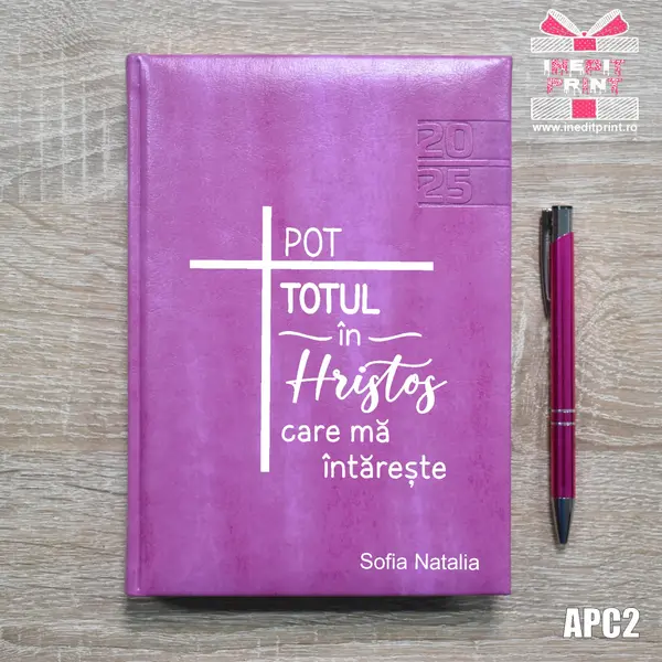 Agenda personalizata 2025 Pot totul in Hristos APC2 DELUXE PREMIUM, PURPURIU NARNI