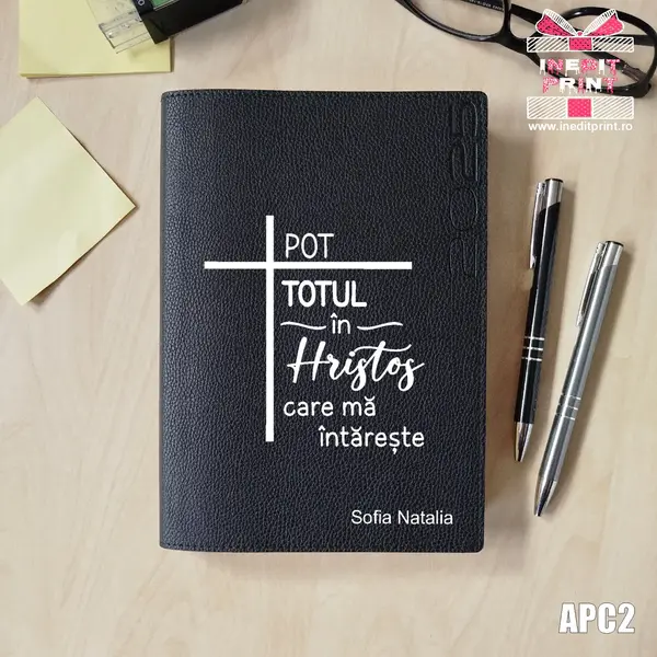 Agenda personalizata 2025 Pot totul in Hristos APC2 DELUXE PREMIUM, NEGRU LORETO