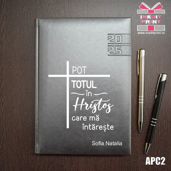 Agenda personalizata 2025 Pot totul in Hristos APC2 DELUXE PREMIUM, GRI NARNI