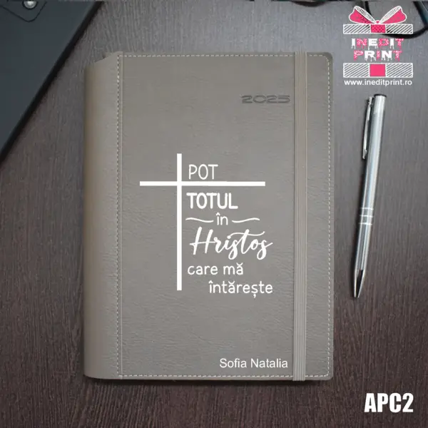 Agenda personalizata 2025 Pot totul in Hristos APC2 DELUXE PREMIUM, BEJ BORNEO