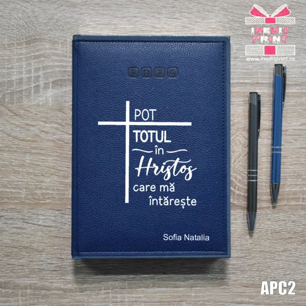 Agenda personalizata 2025 Pot totul in Hristos APC2 DELUXE PREMIUM, ALBASTRU-ALGHERO