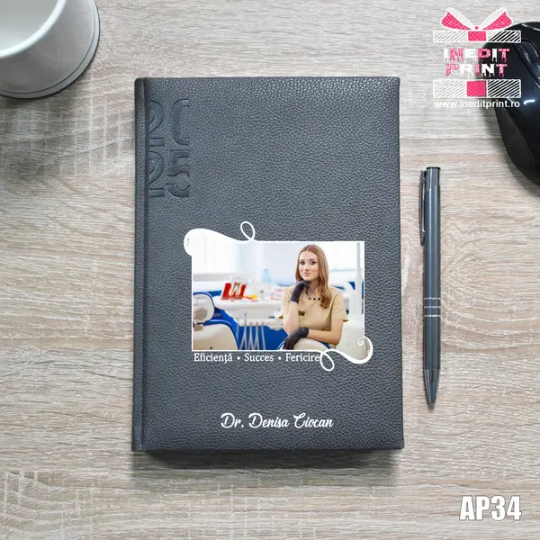 Agenda personalizata 2025 Poza + Text + Motto AP34 DELUXE H, MARO