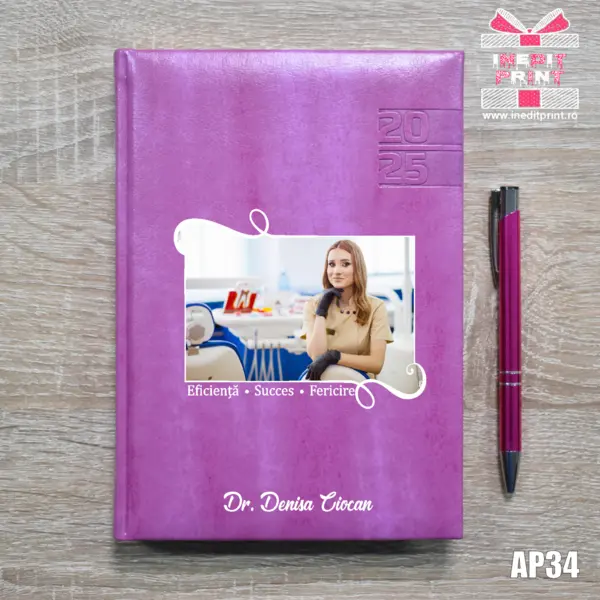 Agenda personalizata 2025 Poza + Text + Motto AP34 PURPURIU NARNI, DELUXE PREMIUM