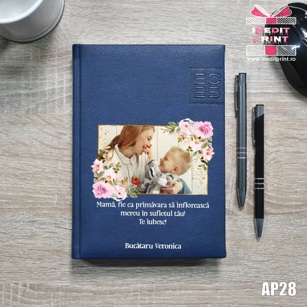 Agenda personalizata 2025 Primavara AP28 ALBASTRU CHIAVENNA, DELUXE PREMIUM