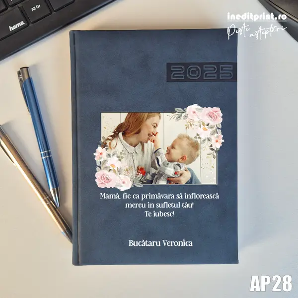 Agenda personalizata 2025 Primavara AP28 ALBASTRU TEANO, DELUXE PREMIUM