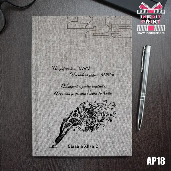Agenda personalizata 2025 Profesor grozav AP18 BEJ FIORANO, DELUXE PREMIUM