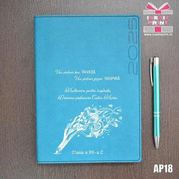 Agenda personalizata 2025 Profesor grozav AP18 DELUXE PREMIUM, TURCOAZ LORETO