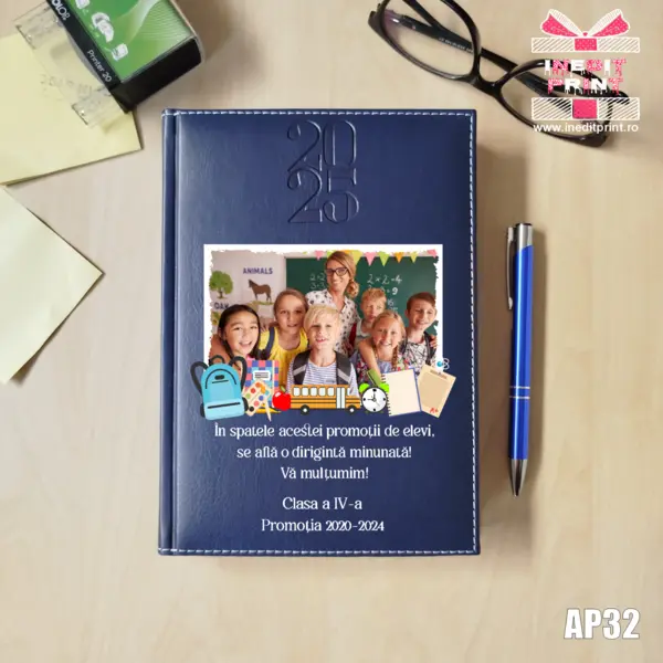 Agenda personalizata 2025 Profesori AP32 ALBASTRU, DELUXE H