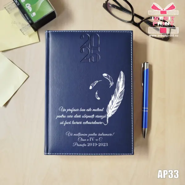 Agenda personalizata 2025 Profesori si elevi AP33 ALBASTRU, DELUXE H