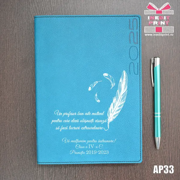 Agenda personalizata 2025 Profesori si elevi AP33 DELUXE PREMIUM, TURCOAZ LORETO