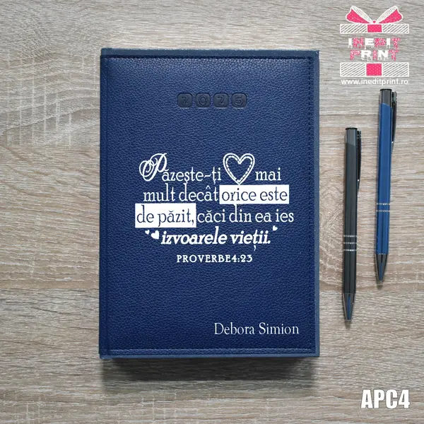 Agenda personalizata 2025 Proverbe 4:23 APC4 DELUXE PREMIUM, ALBASTRU-ALGHERO