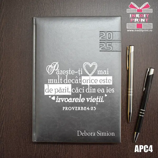 Agenda personalizata 2025 Proverbe 4:23 APC4 DELUXE PREMIUM, GRI NARNI