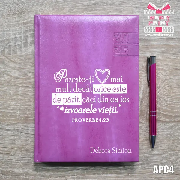 Agenda personalizata 2025 Proverbe 4:23 APC4 DELUXE PREMIUM, PURPURIU NARNI