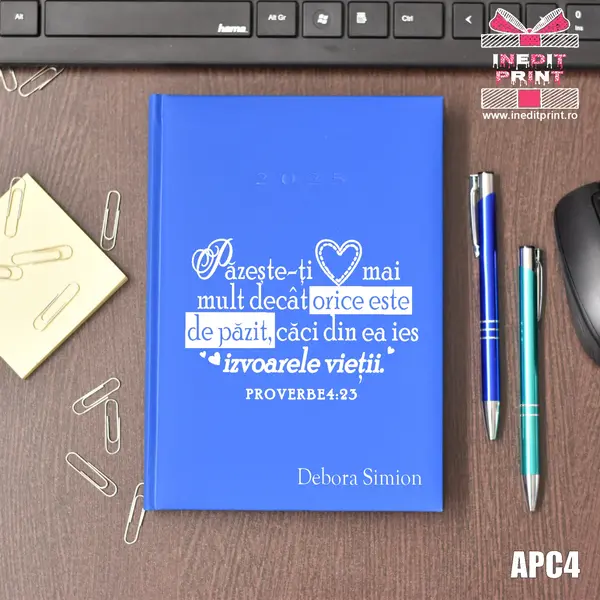 Agenda personalizata 2025 Proverbe 4:23 APC4 STANDARD H1, ALBASTRU DESCHIS