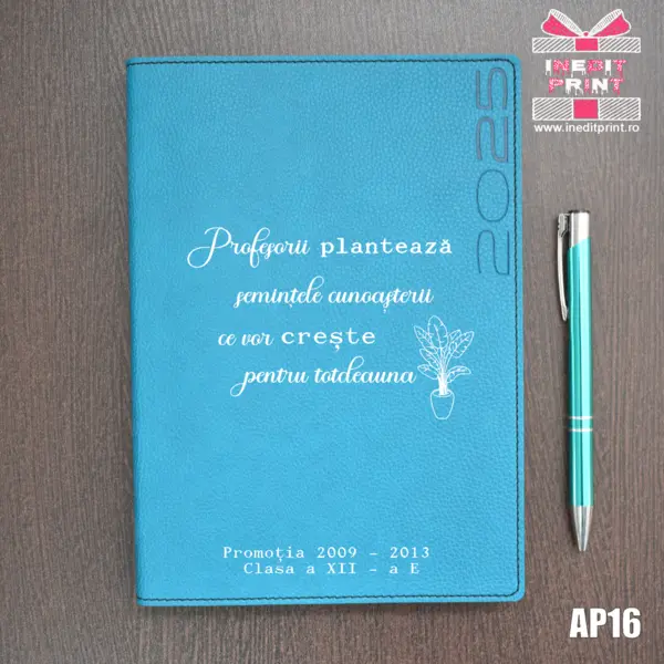 Agenda personalizata 2025 Semintele cunoasterii AP16 DELUXE PREMIUM, TURCOAZ LORETO