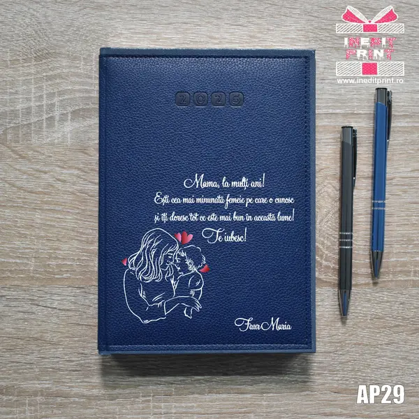 Agenda personalizata 2025 Te iubesc, mama AP29 ALBASTRU-ALGHERO, DELUXE PREMIUM