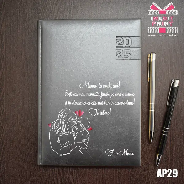 Agenda personalizata 2025 Te iubesc, mama AP29 GRI NARNI, DELUXE PREMIUM