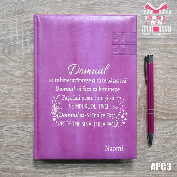 Agenda personalizata 2025 Verset Numeri 6:24-26 APC3 DELUXE PREMIUM, PURPURIU NARNI