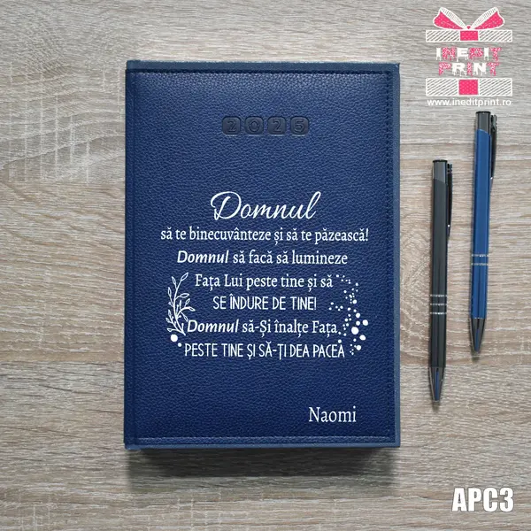 Agenda personalizata 2025 Verset Numeri 6:24-26 APC3 DELUXE PREMIUM, ALBASTRU-ALGHERO