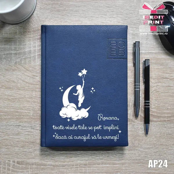 Agenda personalizata 2025 Visele tale AP24 ALBASTRU CHIAVENNA, DELUXE PREMIUM