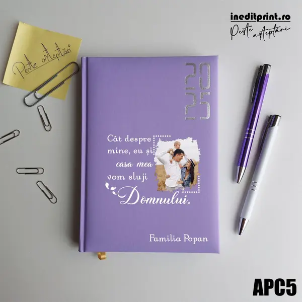 Agenda personalizata 2025 Vom sluji Domnului APC5 DATATA RT, LILA