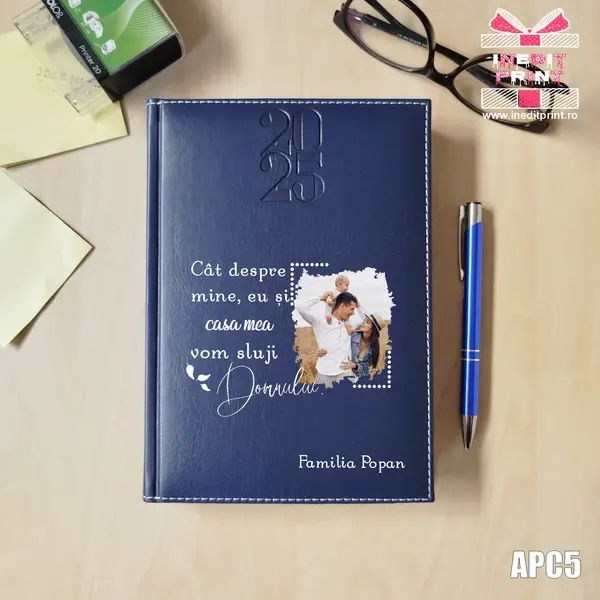 Agenda personalizata 2025 Vom sluji Domnului APC5 DELUXE H, ALBASTRU
