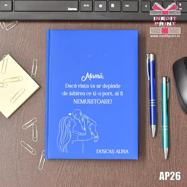 Agenda personalizata 2025 Ziua mamei AP26 ALBASTRU DESCHIS, STANDARD H1