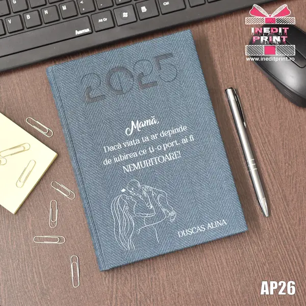 Agenda personalizata 2025 Ziua mamei AP26 DELUXE PREMIUM, ALBASTRU BARD