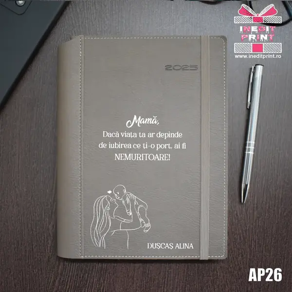 Agenda personalizata 2025 Ziua mamei AP26 DELUXE PREMIUM, BEJ BORNEO