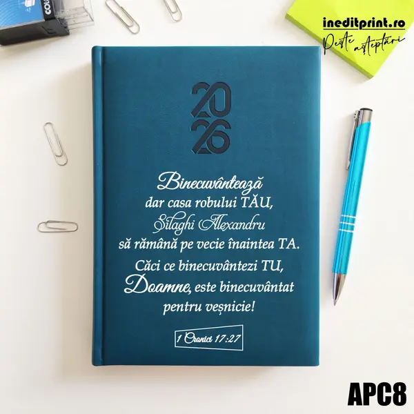 Agenda personalizata 2026 1 Cronici 17:27 APC8 STANDARD HT2, Albastru Petrol