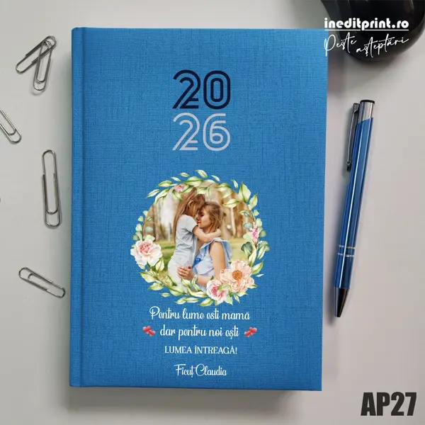 Agenda personalizata 2026 - 8 Martie AP27 Datata C, Turcoaz