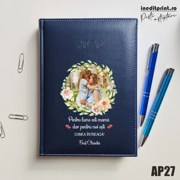 Agenda personalizata 2026 - 8 Martie AP27 DELUXE H, Corinaldo Albastru
