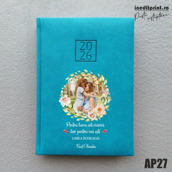 Agenda personalizata 2026 - 8 Martie AP27 DELUXE H, Edolo Turcoaz