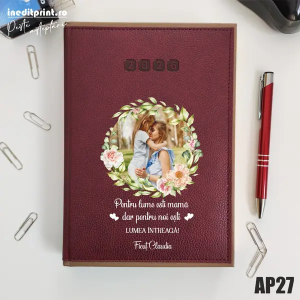 Agenda personalizata 2026 - 8 Martie AP27 DELUXE PREMIUM, Alghero Bordo