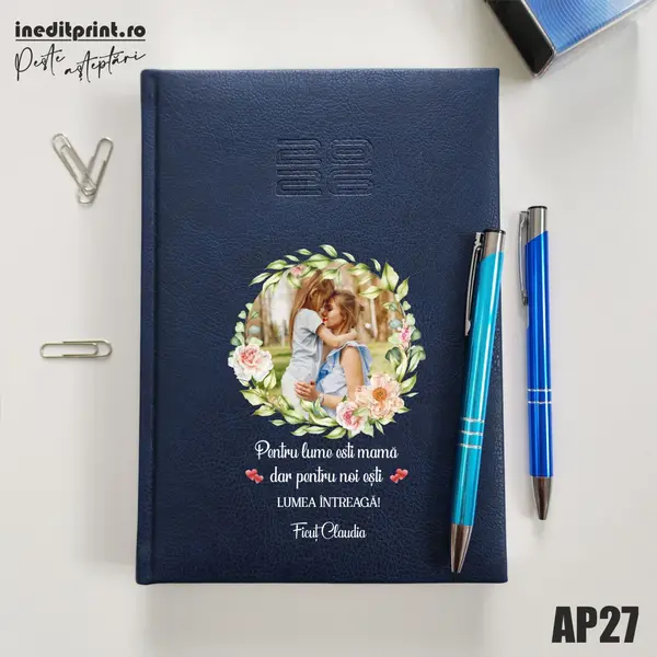 Agenda personalizata 2026 - 8 Martie AP27 DELUXE PREMIUM, Chiavenna Albastru