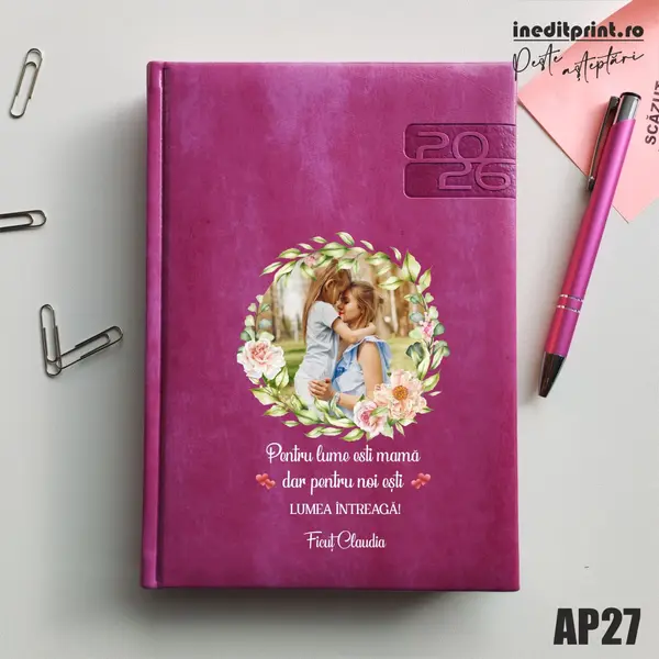 Agenda personalizata 2026 - 8 Martie AP27 DELUXE PREMIUM, Narni Purpuriu