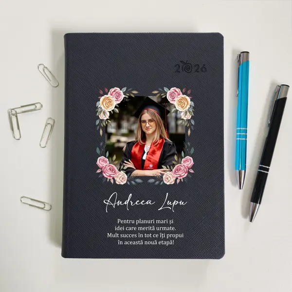 Agenda personalizata 2026 absolvent AP45 DELUXE PREMIUM, Ortisei Albastru