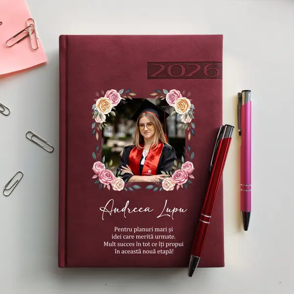 Agenda personalizata 2026 absolvent AP45 DELUXE PREMIUM, Teano Bordo