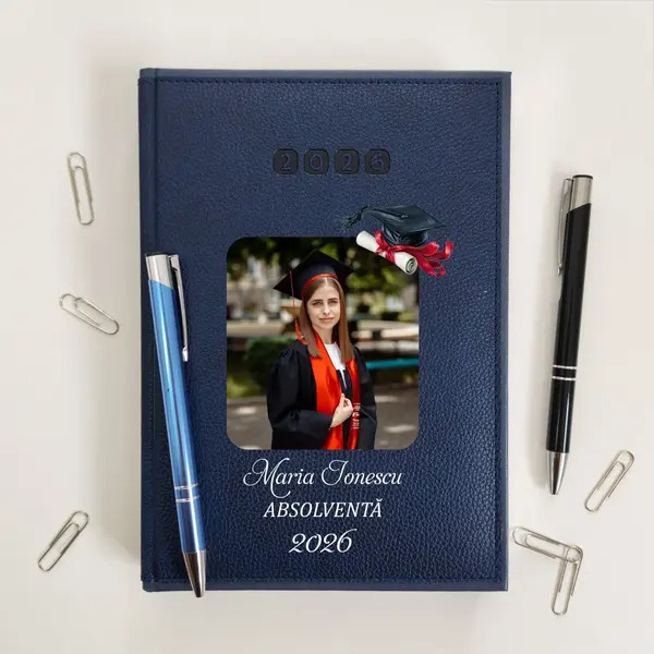 Agenda personalizata 2026 absolvent AP46 DELUXE PREMIUM, Alghero Albastru