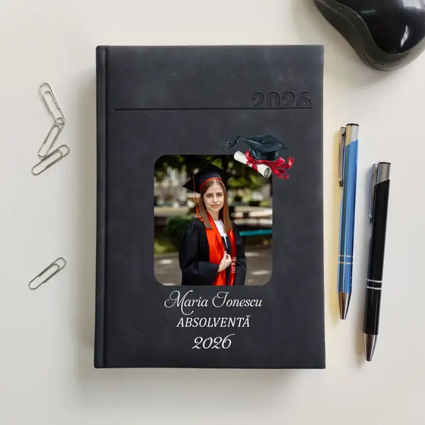 Agenda personalizata 2026 absolvent AP46 DELUXE PREMIUM, Chia Negru
