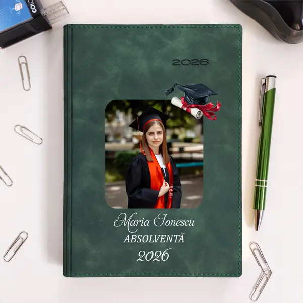 Agenda personalizata 2026 absolvent AP46 DELUXE PREMIUM, Chia Suple Verde