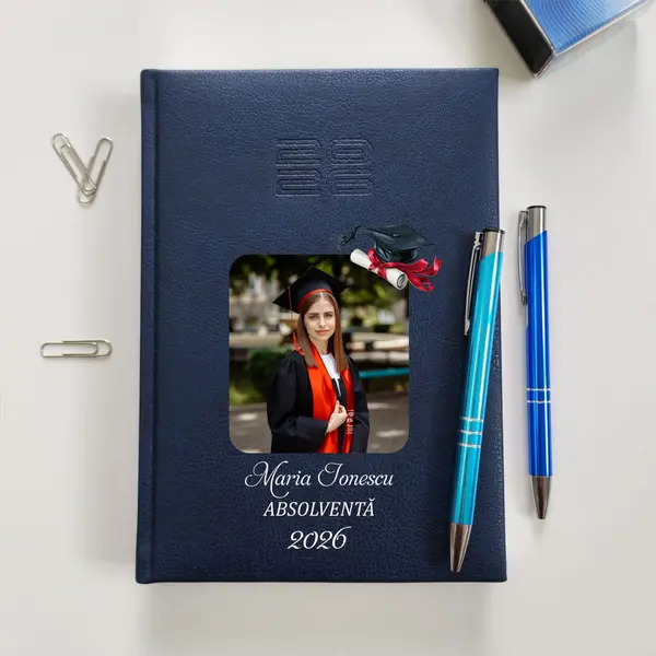Agenda personalizata 2026 absolvent AP46 DELUXE PREMIUM, Chiavenna Albastru