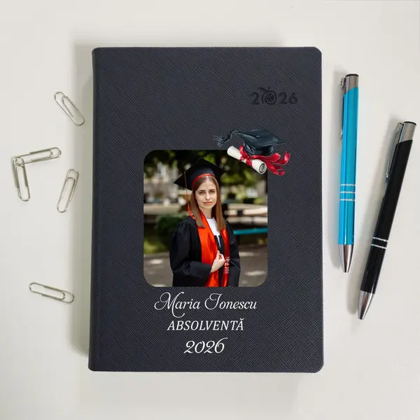 Agenda personalizata 2026 absolvent AP46 DELUXE PREMIUM, Ortisei Albastru