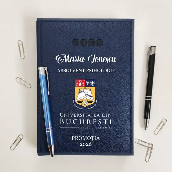 Agenda personalizata 2026 absolvent AP47 DELUXE PREMIUM, Alghero Albastru