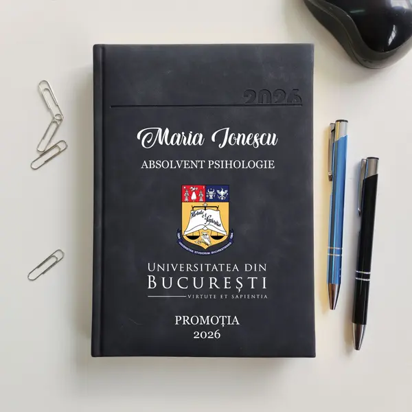 Agenda personalizata 2026 absolvent AP47 DELUXE PREMIUM, Chia Negru