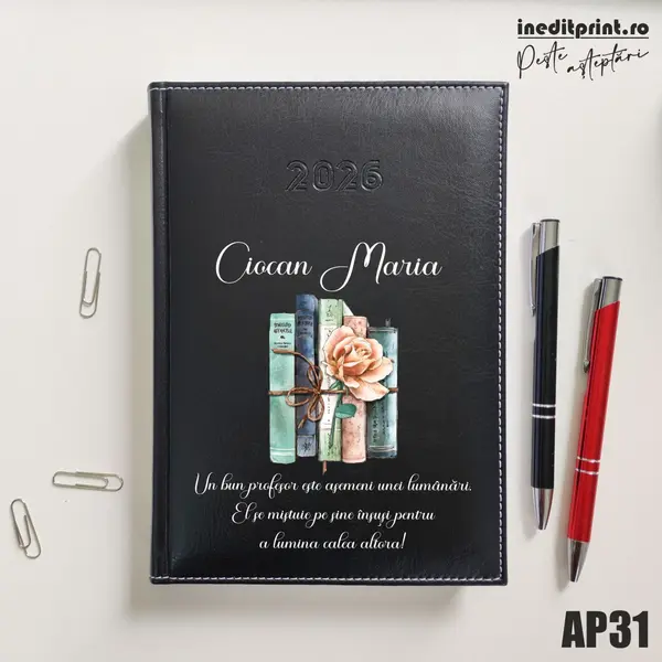 Agenda personalizata 2026 Cadru didactic AP31 DELUXE H, Corinaldo Negru