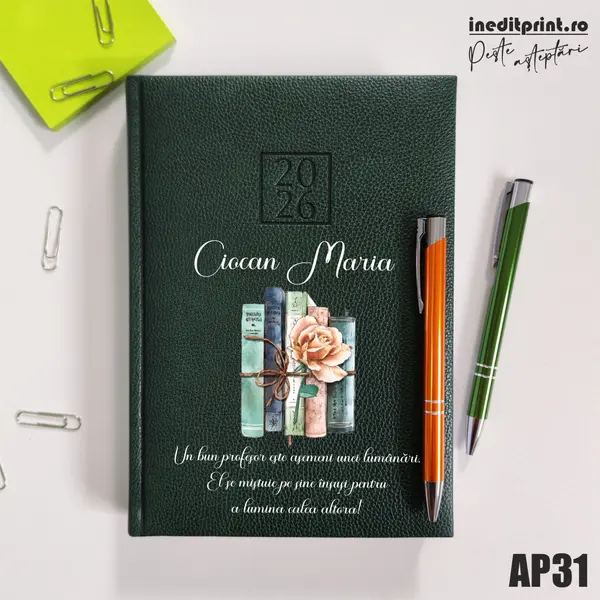Agenda personalizata 2026 Cadru didactic AP31 DELUXE H, Edolo Verde