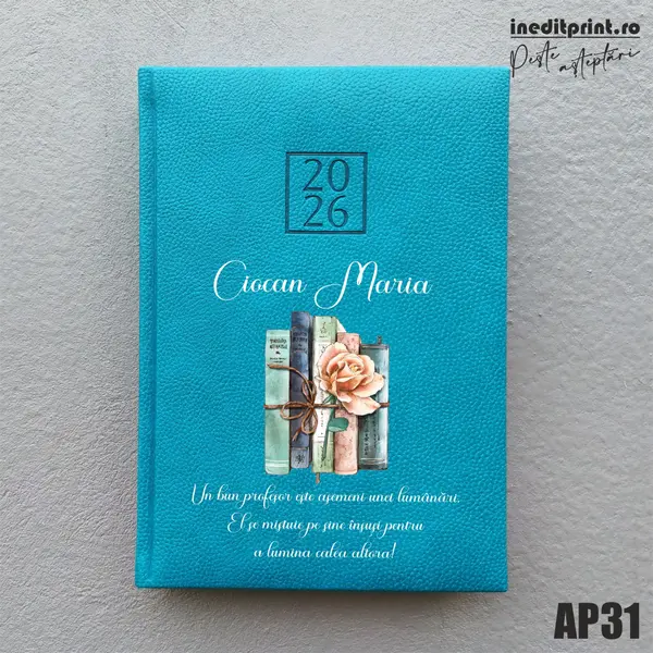 Agenda personalizata 2026 Cadru didactic AP31 DELUXE H, Edolo Turcoaz